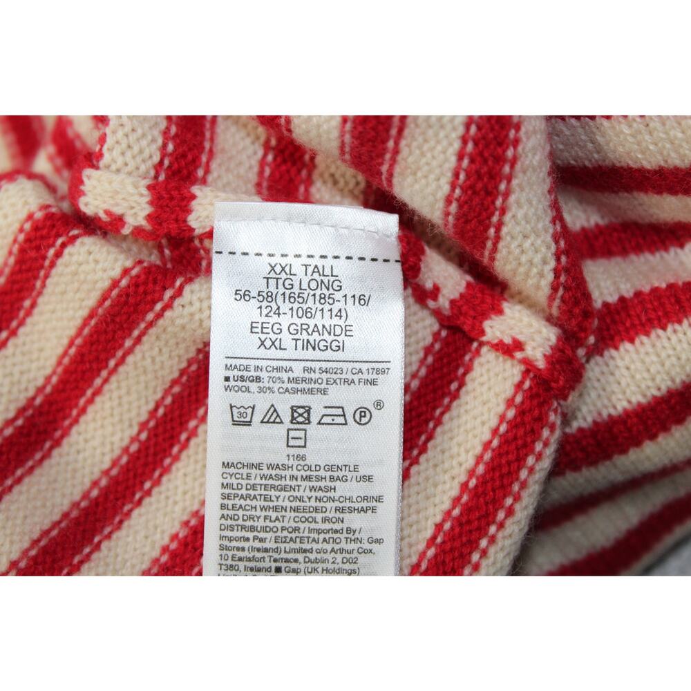 Banana Republic 2XLT Men Sweater Merino Wool Cashmere Red Stripes Holiday NEW - Picture 5 of 6